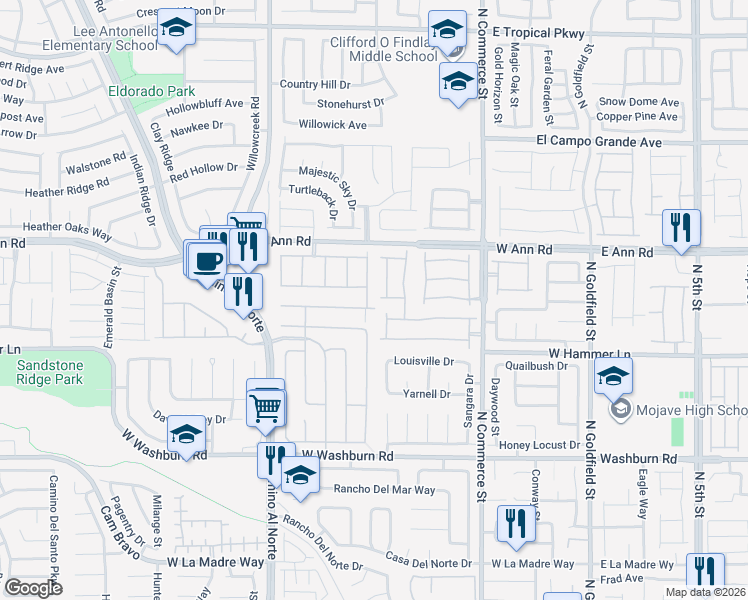 map of restaurants, bars, coffee shops, grocery stores, and more near 536 Roberta Alecia Avenue in North Las Vegas