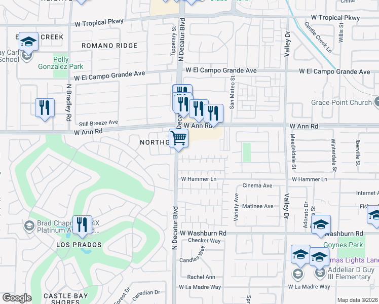 map of restaurants, bars, coffee shops, grocery stores, and more near 5448 Cape Jasmine Court in North Las Vegas
