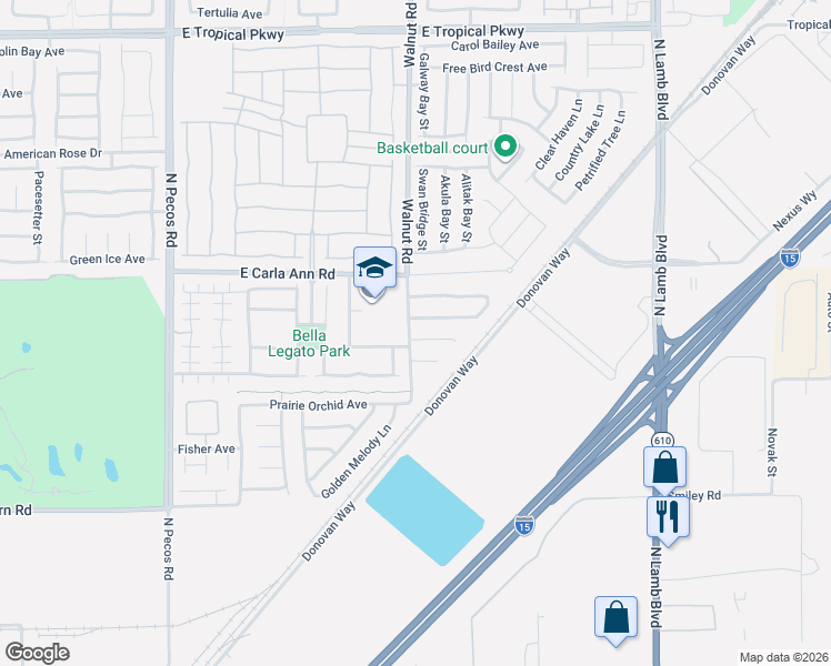 map of restaurants, bars, coffee shops, grocery stores, and more near 3909 Red Trumpet Court in North Las Vegas
