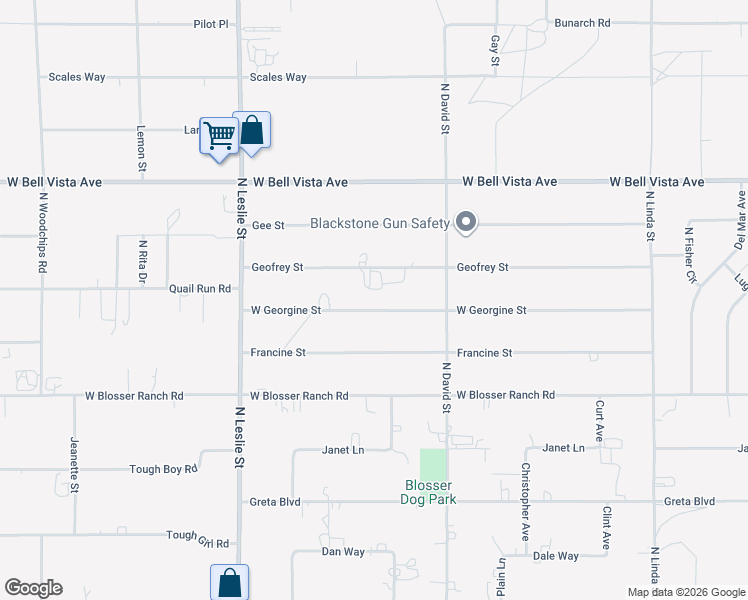map of restaurants, bars, coffee shops, grocery stores, and more near 1670 Georgine Street in Pahrump