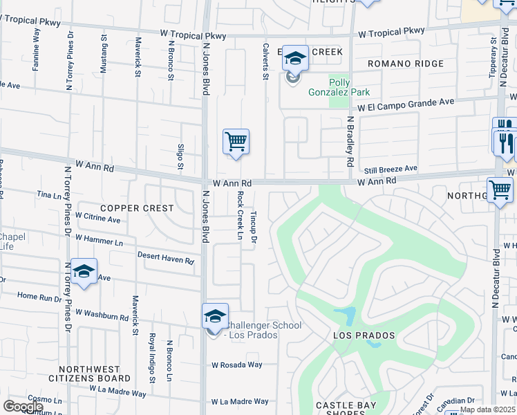 map of restaurants, bars, coffee shops, grocery stores, and more near 5508 Tincup Drive in Las Vegas
