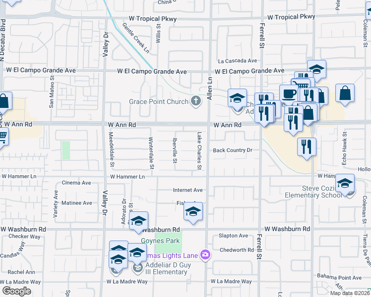 map of restaurants, bars, coffee shops, grocery stores, and more near 3737 Saint Phillip Court in North Las Vegas