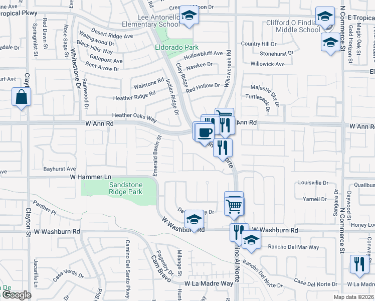 map of restaurants, bars, coffee shops, grocery stores, and more near 1024 Terron Allen Avenue in North Las Vegas