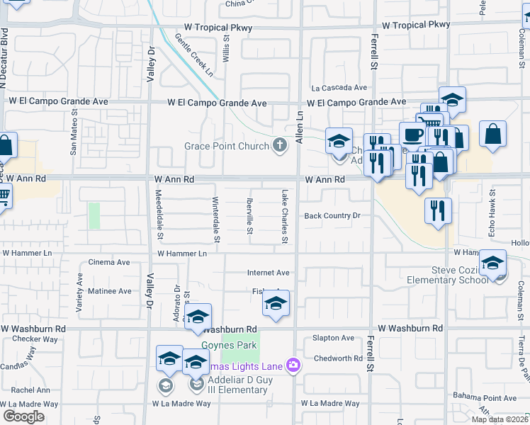 map of restaurants, bars, coffee shops, grocery stores, and more near 3737 Saint Phillip Court in North Las Vegas