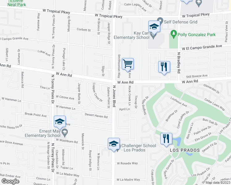 map of restaurants, bars, coffee shops, grocery stores, and more near 5509 North Bonita Springs Court in Las Vegas