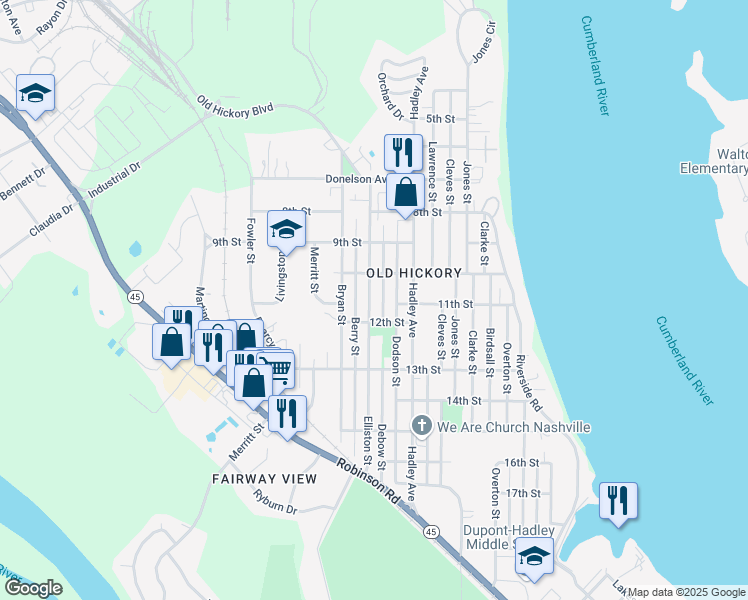 map of restaurants, bars, coffee shops, grocery stores, and more near 1013 Elliston Street in Nashville