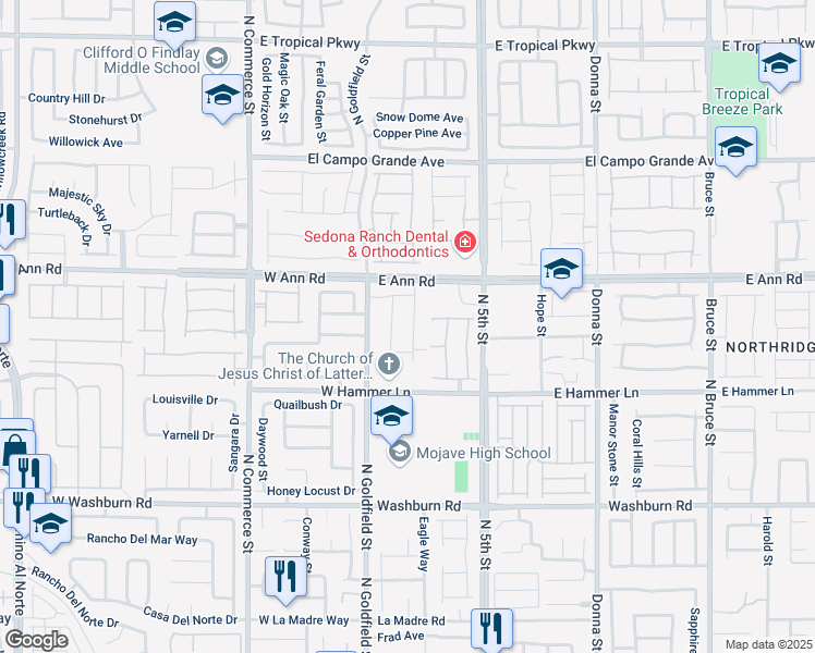 map of restaurants, bars, coffee shops, grocery stores, and more near 5509 Tea Leaf Street in North Las Vegas