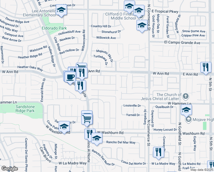map of restaurants, bars, coffee shops, grocery stores, and more near 613 Alecandro Daniel Avenue in North Las Vegas
