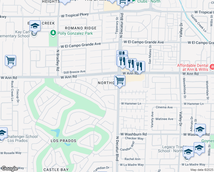 map of restaurants, bars, coffee shops, grocery stores, and more near 5513 Oakwood Ridge Street in Las Vegas
