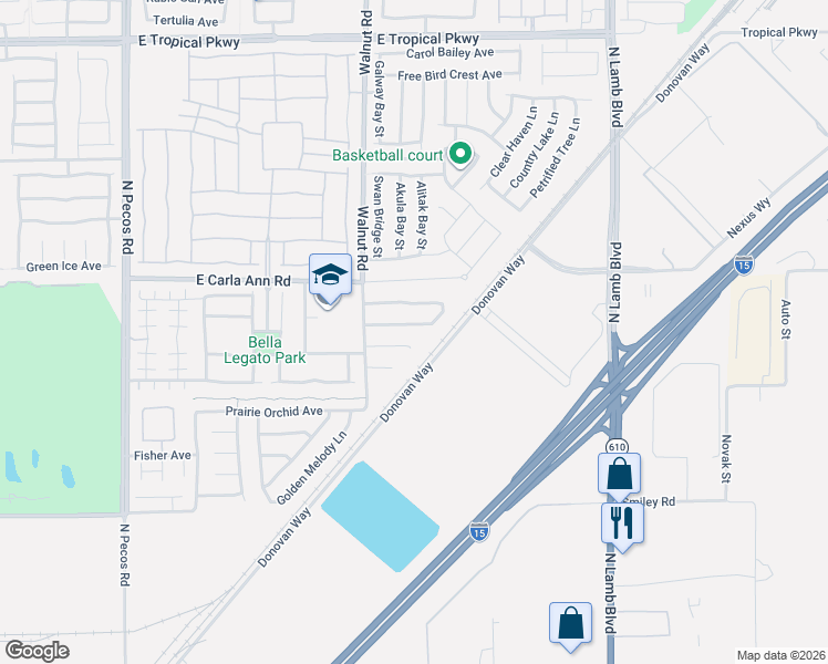 map of restaurants, bars, coffee shops, grocery stores, and more near 3944 Red Trumpet Court in North Las Vegas