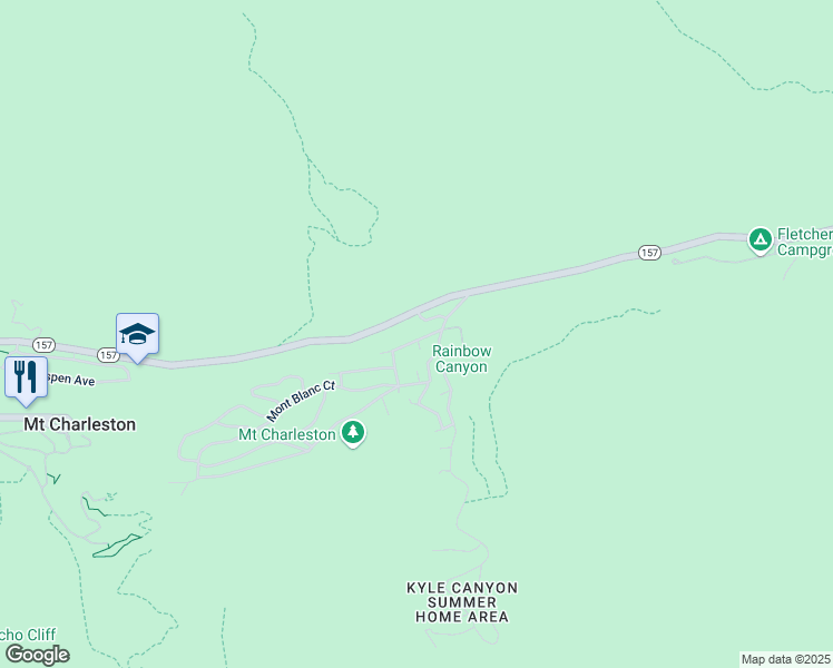 map of restaurants, bars, coffee shops, grocery stores, and more near 212 Alpine Way in Mount Charleston
