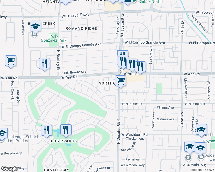 map of restaurants, bars, coffee shops, grocery stores, and more near 5513 Oakwood Ridge Street in Las Vegas