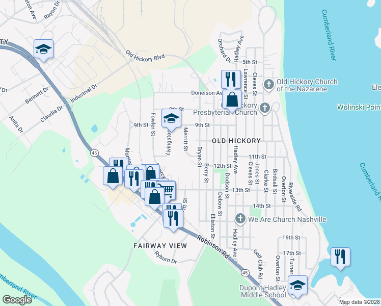map of restaurants, bars, coffee shops, grocery stores, and more near 1011 11th Street in Nashville