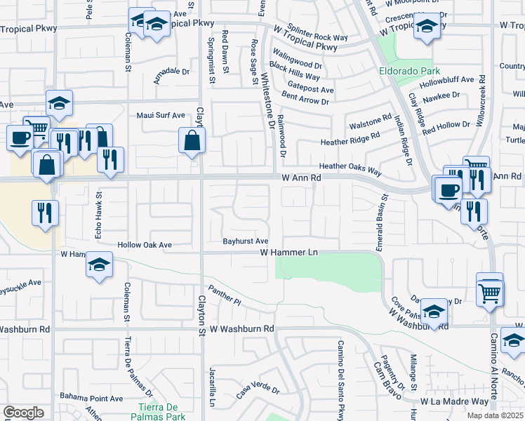 map of restaurants, bars, coffee shops, grocery stores, and more near 1817 Arrow Stone Court in North Las Vegas