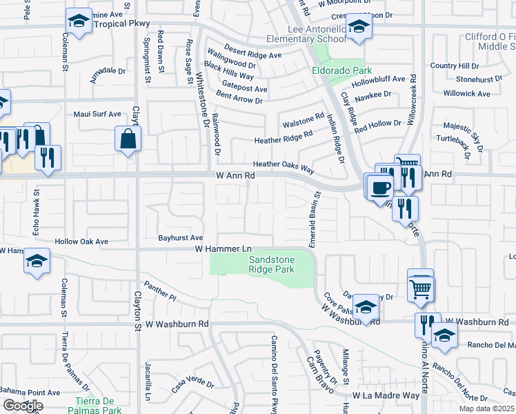 map of restaurants, bars, coffee shops, grocery stores, and more near 1531 Laguna Palms Avenue in North Las Vegas