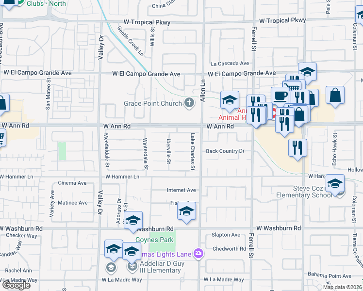 map of restaurants, bars, coffee shops, grocery stores, and more near 3737 Saint Phillip Court in North Las Vegas