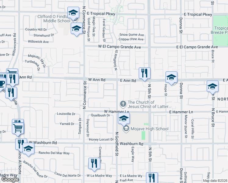 map of restaurants, bars, coffee shops, grocery stores, and more near 11 Warm Glen Avenue in North Las Vegas