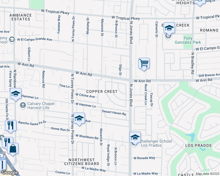 map of restaurants, bars, coffee shops, grocery stores, and more near 5512 Azure Ridge Drive in Las Vegas