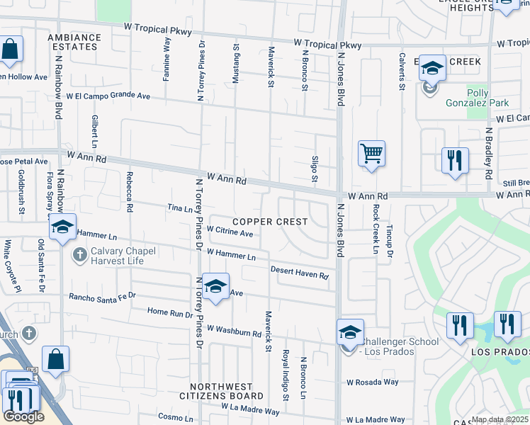 map of restaurants, bars, coffee shops, grocery stores, and more near 5508 Jasper Butte Street in Las Vegas