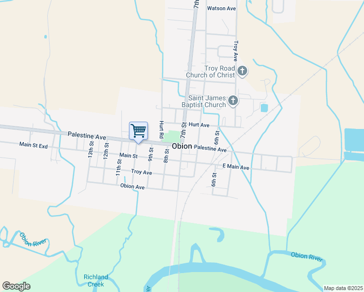 map of restaurants, bars, coffee shops, grocery stores, and more near in Obion
