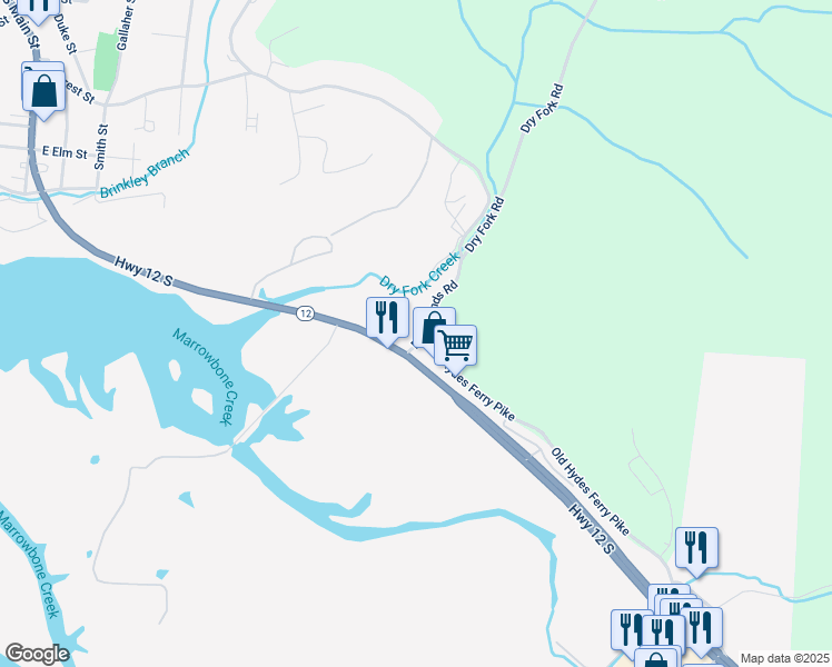 map of restaurants, bars, coffee shops, grocery stores, and more near 1219 Tennessee 12 in Ashland City