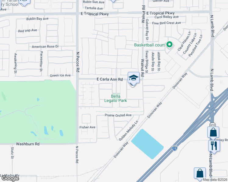 map of restaurants, bars, coffee shops, grocery stores, and more near 5516 Stelle Amore Street in North Las Vegas