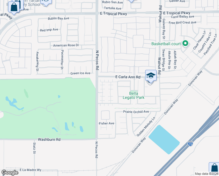 map of restaurants, bars, coffee shops, grocery stores, and more near 3540 Turquoise Waters Avenue in North Las Vegas