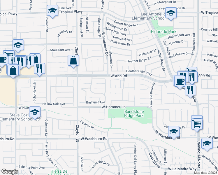 map of restaurants, bars, coffee shops, grocery stores, and more near 1812 Bright Leaf Court in North Las Vegas