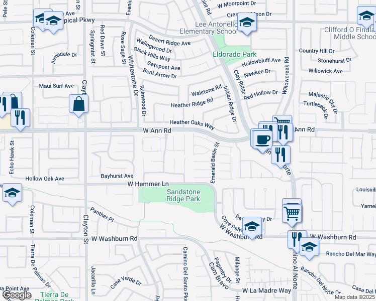 map of restaurants, bars, coffee shops, grocery stores, and more near 5512 Colorado Breeze Way in North Las Vegas