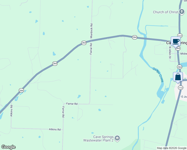 map of restaurants, bars, coffee shops, grocery stores, and more near 11818 Farrar Road in Bentonville