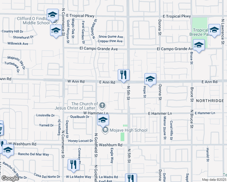 map of restaurants, bars, coffee shops, grocery stores, and more near 304 Smoking Loon Avenue in North Las Vegas