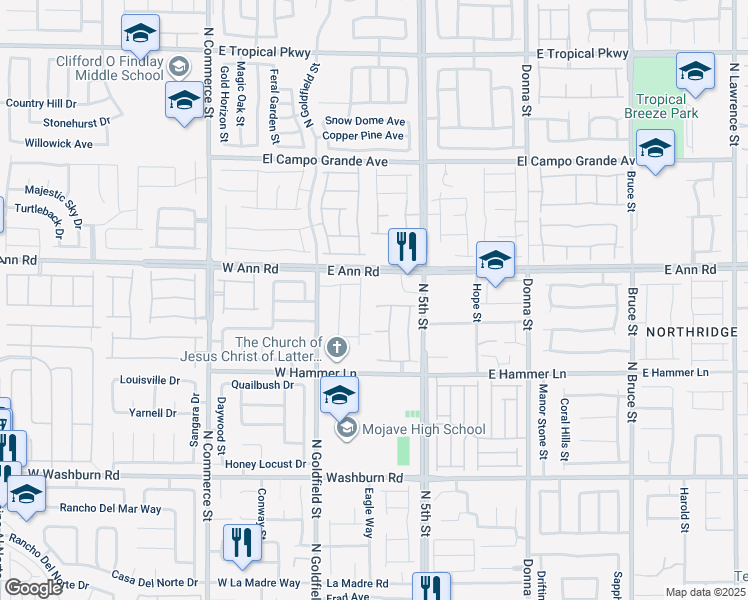 map of restaurants, bars, coffee shops, grocery stores, and more near 304 Smoking Loon Avenue in North Las Vegas