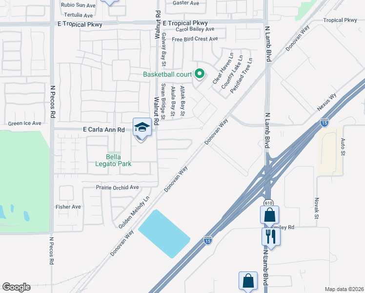 map of restaurants, bars, coffee shops, grocery stores, and more near 3952 Yellow Mandarin Avenue in North Las Vegas