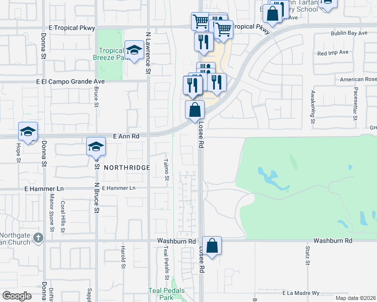 map of restaurants, bars, coffee shops, grocery stores, and more near 2320 Farm Bridge Avenue in North Las Vegas