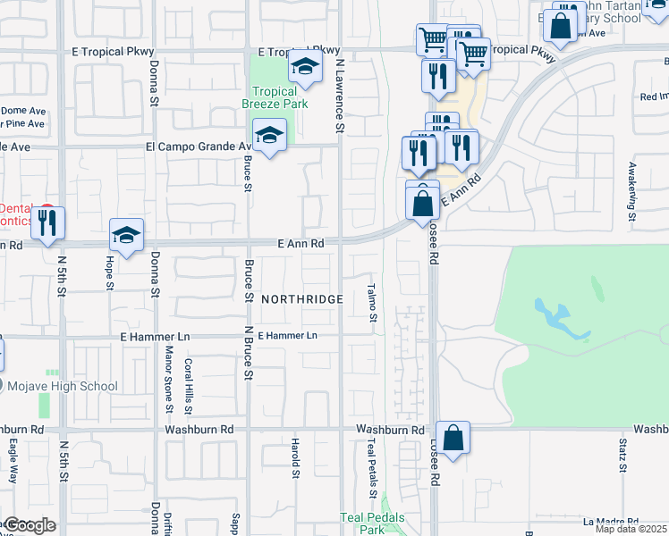 map of restaurants, bars, coffee shops, grocery stores, and more near 5516 Caesars Tower Street in North Las Vegas