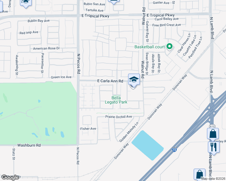 map of restaurants, bars, coffee shops, grocery stores, and more near 5544 Stelle Amore Street in North Las Vegas