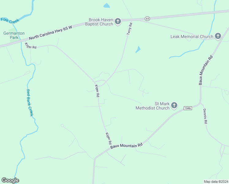 map of restaurants, bars, coffee shops, grocery stores, and more near 1065 Danny Lane in Germanton
