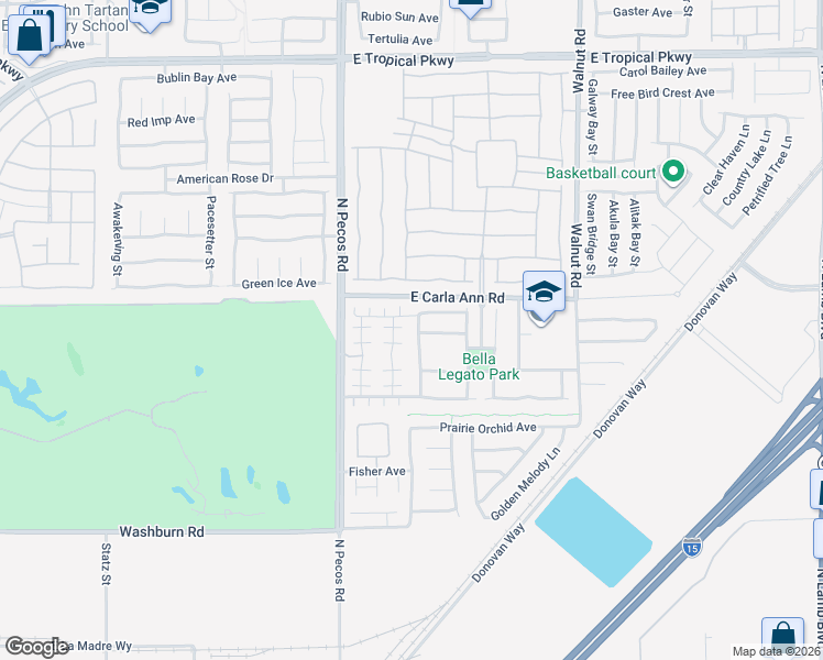 map of restaurants, bars, coffee shops, grocery stores, and more near 5525 North Sun Prairie Street in North Las Vegas