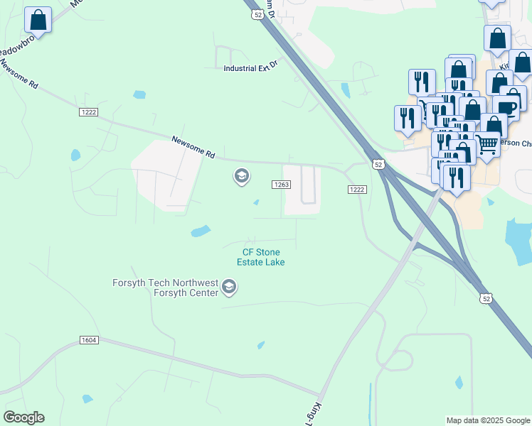 map of restaurants, bars, coffee shops, grocery stores, and more near 3308 Coventry Forest Lane in King