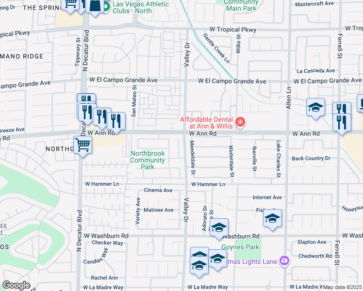 map of restaurants, bars, coffee shops, grocery stores, and more near 5530 Black Sea Court in North Las Vegas