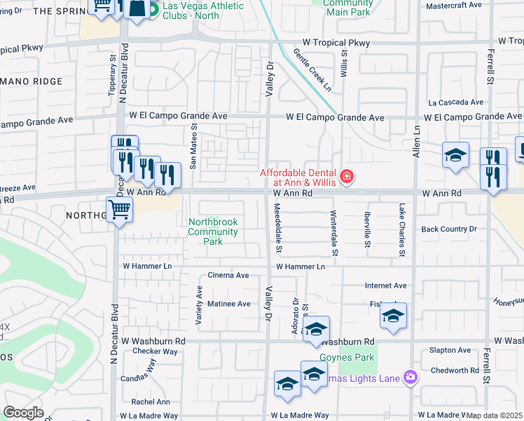 map of restaurants, bars, coffee shops, grocery stores, and more near 5530 Black Sea Court in North Las Vegas