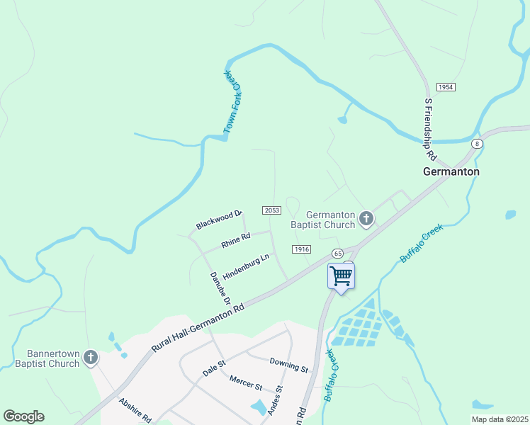 map of restaurants, bars, coffee shops, grocery stores, and more near 1627 Sauratown Road in Germanton