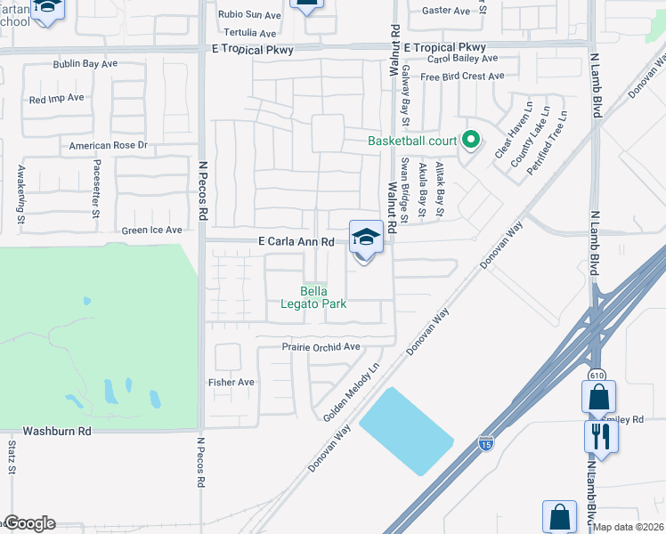 map of restaurants, bars, coffee shops, grocery stores, and more near 5524 Overlook Valley Street in North Las Vegas