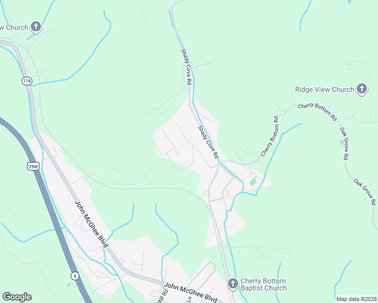 map of restaurants, bars, coffee shops, grocery stores, and more near 151 Breezeway Lane in Caryville