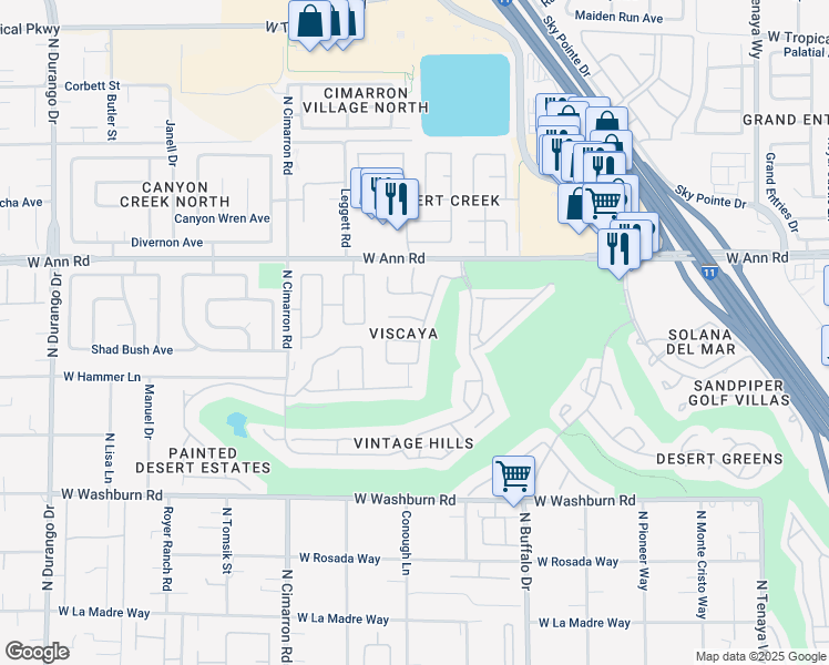 map of restaurants, bars, coffee shops, grocery stores, and more near 5461 Royal Vista Lane in Las Vegas