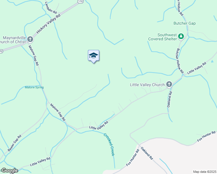 map of restaurants, bars, coffee shops, grocery stores, and more near 186 Gilbert Lane in Maynardville