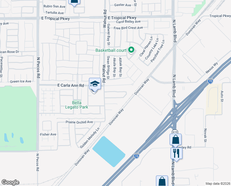 map of restaurants, bars, coffee shops, grocery stores, and more near 3941 Yellow Mandarin Avenue in North Las Vegas