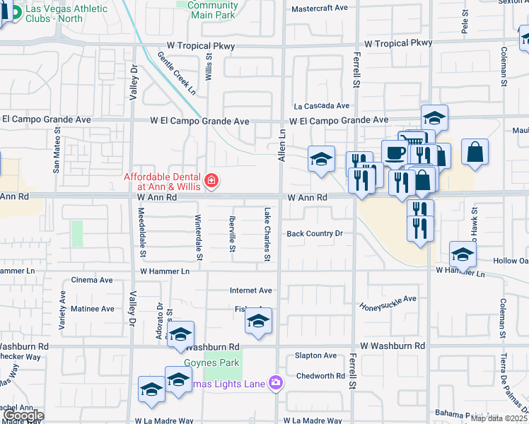 map of restaurants, bars, coffee shops, grocery stores, and more near 3717 Gramercy Avenue in North Las Vegas