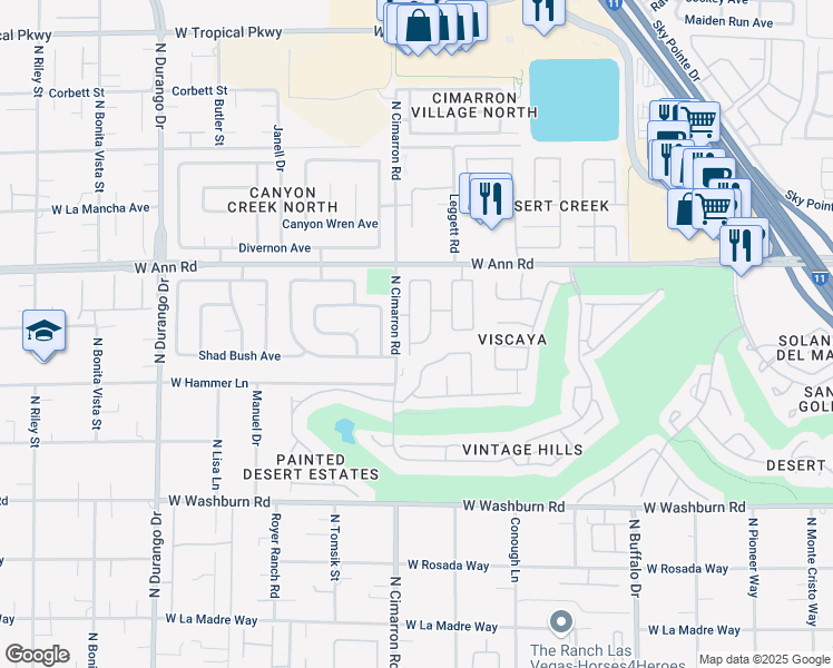 map of restaurants, bars, coffee shops, grocery stores, and more near 5440 Red Sun Drive in Las Vegas