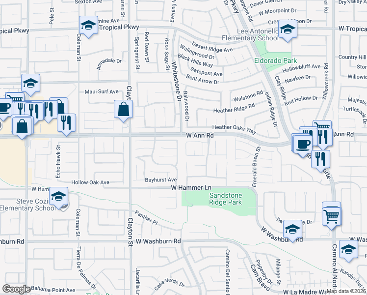 map of restaurants, bars, coffee shops, grocery stores, and more near 1812 Bright Leaf Court in North Las Vegas